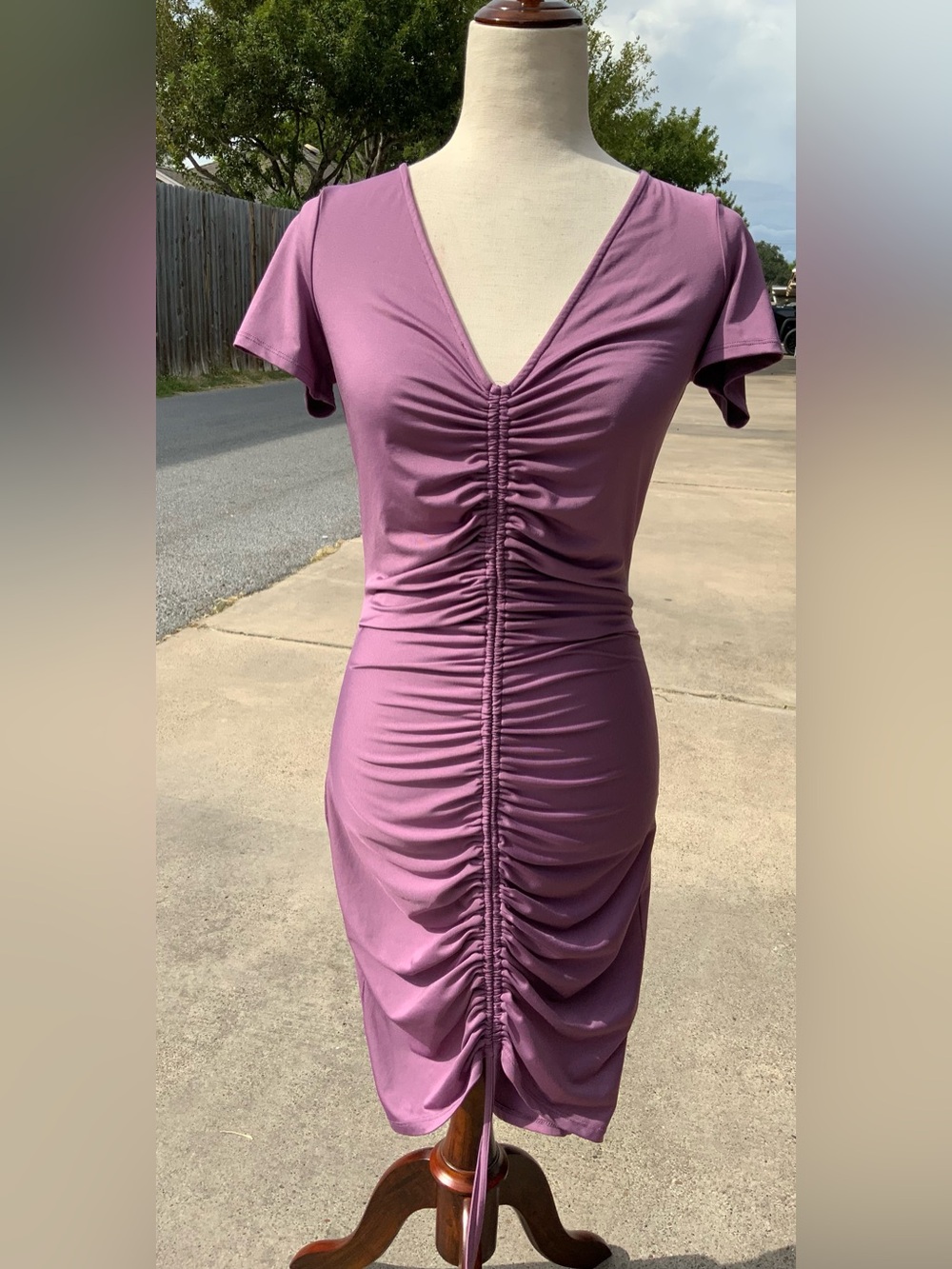 Fashion Nova Lhasa Ruched Lavender Bodycon Mini Dress Size Large